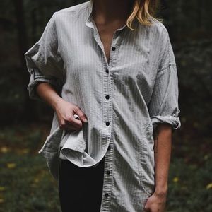 Line + Tow Utility Buttondown in Blue Stripe Sz M